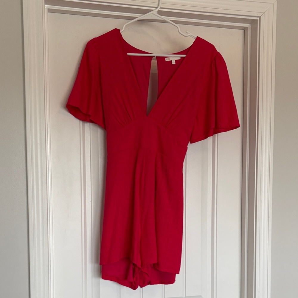 Vibrant Red Short Sleeve Romper